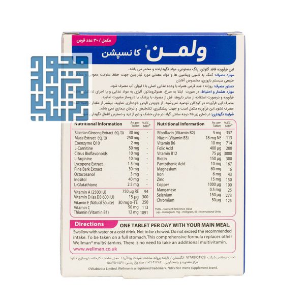 ترکیبات قرص ول من کانسپشن ویتابیوتیکس ۳۰ عددی