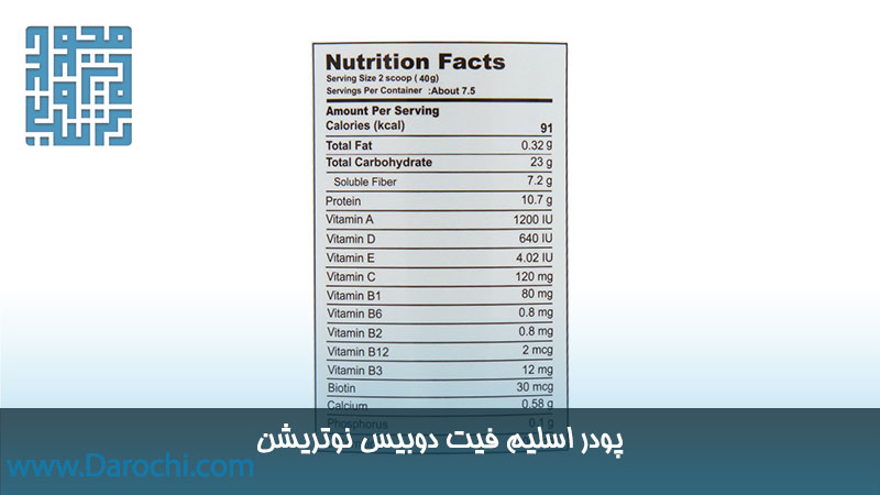 ترکیبات مکمل اسلیم فیت دوبیس نوتریشن
