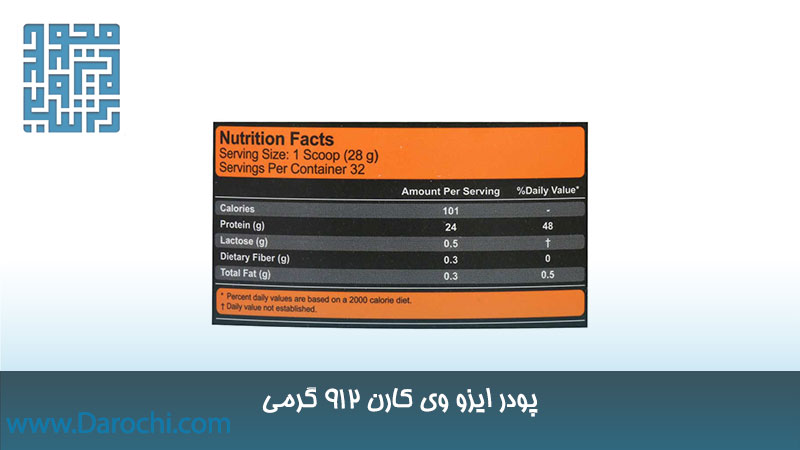 ترکیبات مکمل ایزو وی کارن 912 گرمی