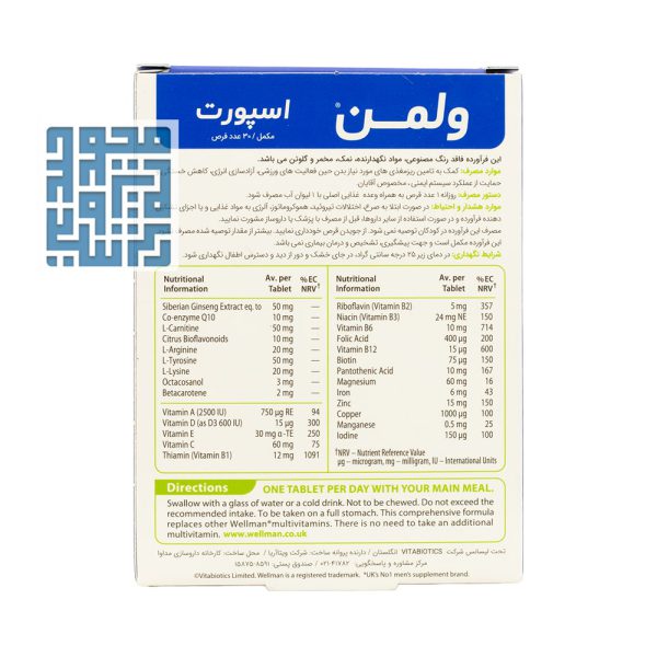 ترکیبات قرص ول من اسپرت ویتابیوتیکس