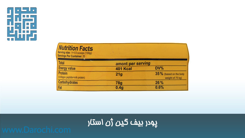 ترکیبات مکمل پودر بیف گین ژن استار