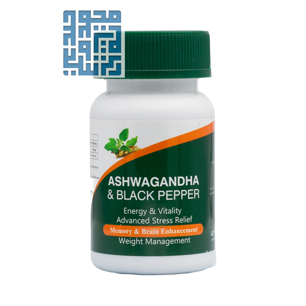 ashwagandha-and-black-pepper-darochi.com (1) کپسول آشواگاندا و فلفل سیاه آمیتیس نیک دارو 60 عددی