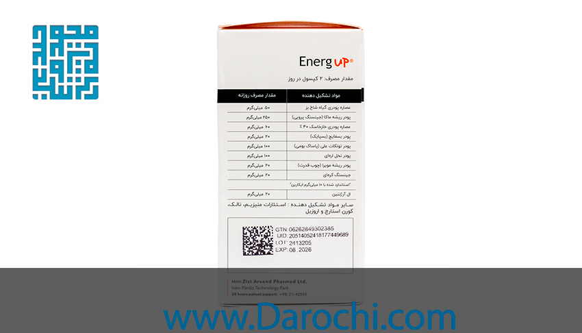ترکیبات مکمل تقویت جنسی انرژ آپ اروند فارمد