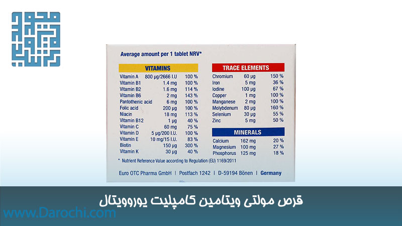 ترکیبات مولتی ویتامین کامپلیت یوروویتال
