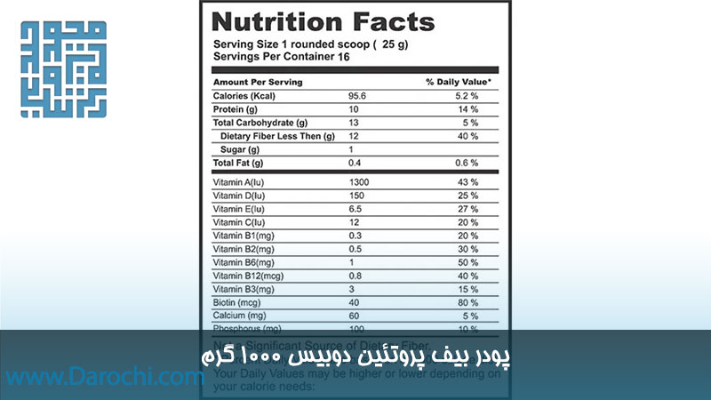 ترکیبات بیف پروتئین دوبیس 1000 گرم 