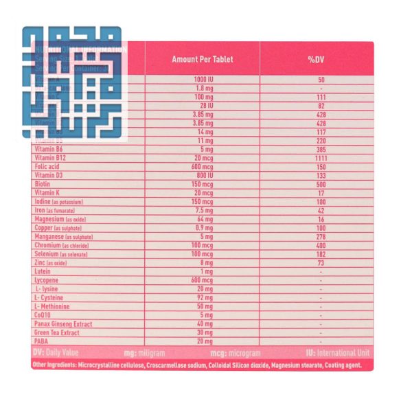 ترکیبات مولتی ویتامین و مینرال ویتاتنس اف رامونا مخصوص بانوان 30 عدد