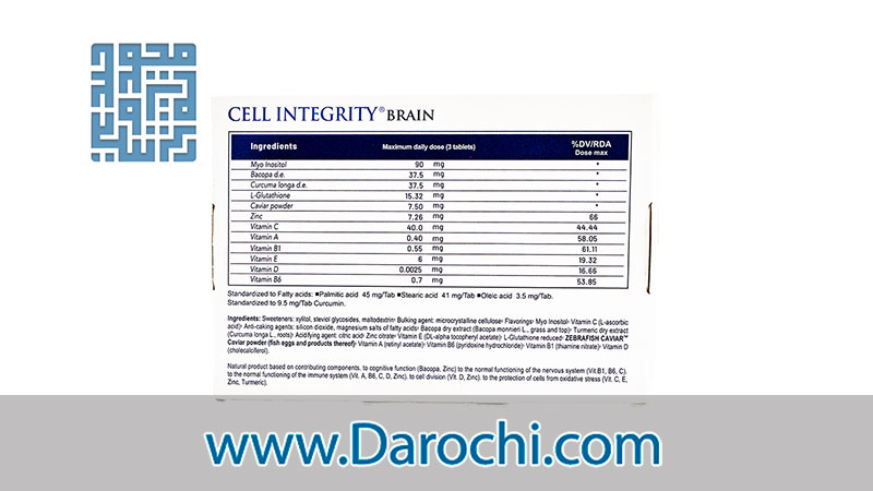 ترکیبات قرص سل اینتگریتی برین