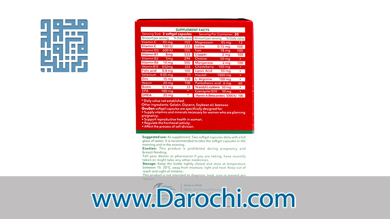 ترکیبات کپسول اووژن اروند فارمد