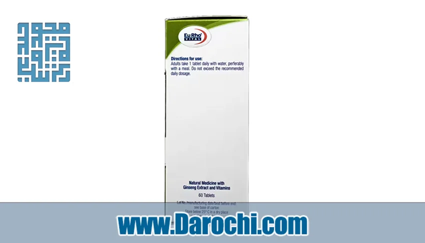 بنر قرص جینسینگ پلاس یوروویتال 60 عددی